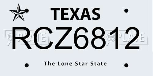 RCZ6812 Texas License Plate
