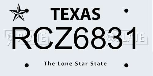 RCZ6831 Texas License Plate