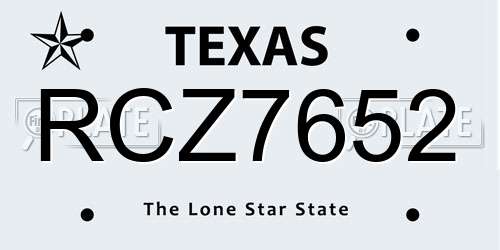 RCZ7652 Texas License Plate