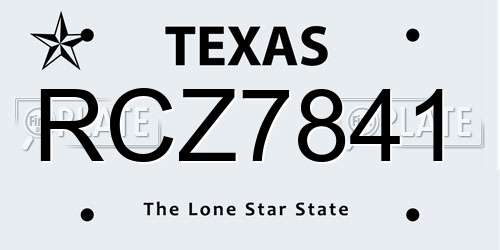 RCZ7841 Texas License Plate