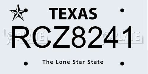 RCZ8241 Texas License Plate