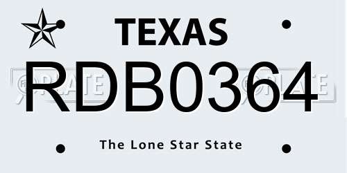 RDB0364 Texas License Plate