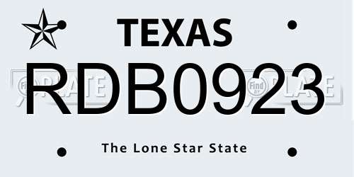 RDB0923 Texas License Plate