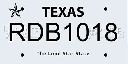 RDB1018 Texas License Plate
