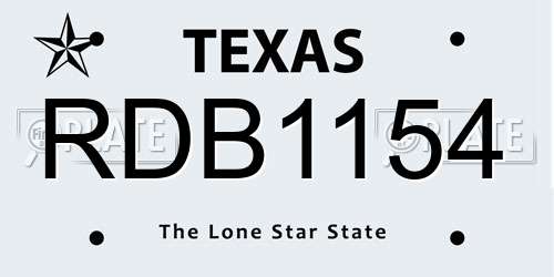 RDB1154 Texas License Plate