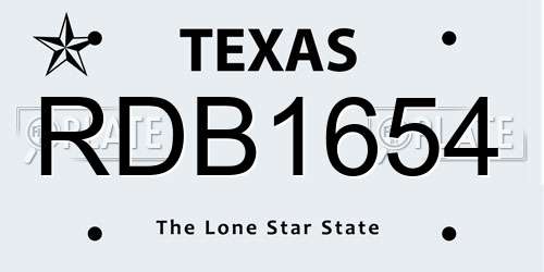 RDB1654 Texas License Plate
