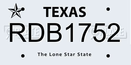 RDB1752 Texas License Plate
