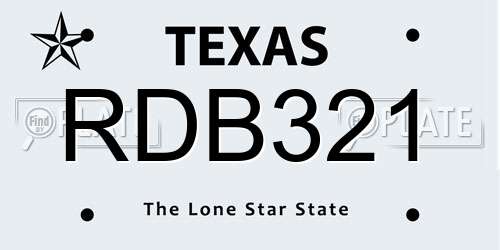 RDB321 Texas License Plate