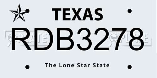 RDB3278 Texas License Plate