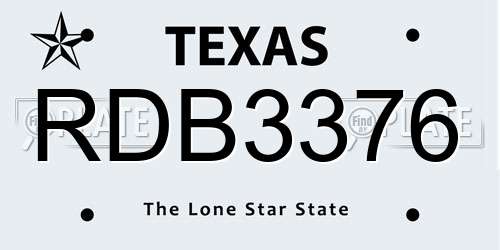 RDB3376 Texas License Plate