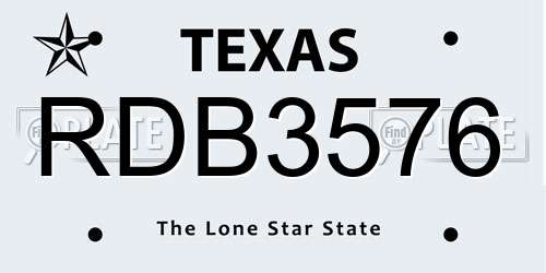 RDB3576 Texas License Plate