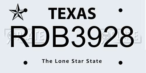 RDB3928 Texas License Plate