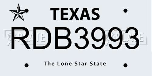 RDB3993 Texas License Plate