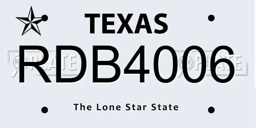 RDB4006 Texas License Plate