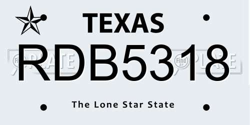 RDB5318 Texas License Plate