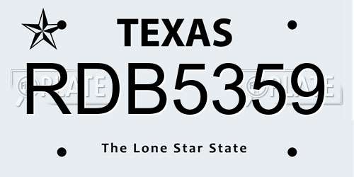 RDB5359 Texas License Plate