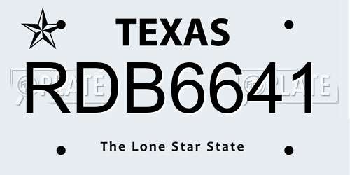 RDB6641 Texas License Plate
