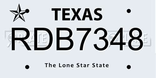 RDB7348 Texas License Plate