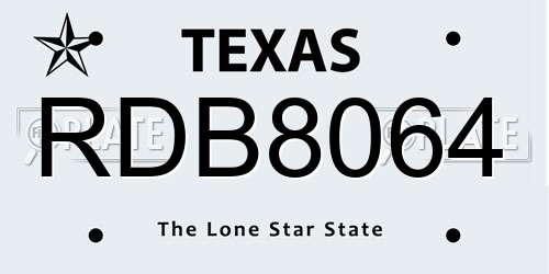 RDB8064 Texas License Plate