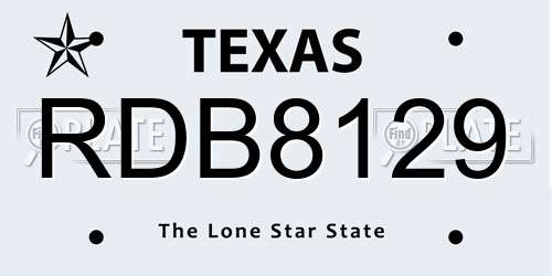 RDB8129 Texas License Plate