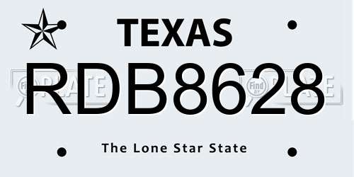 RDB8628 Texas License Plate