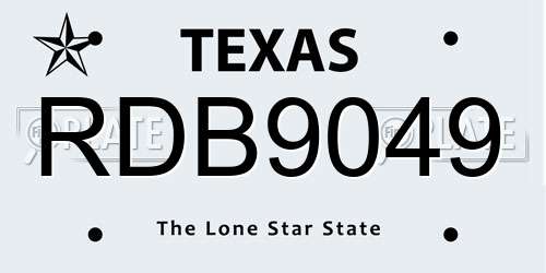 RDB9049 Texas License Plate