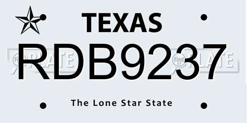 RDB9237 Texas License Plate