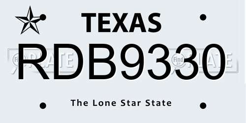 RDB9330 Texas License Plate