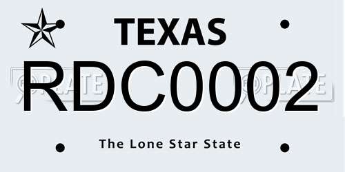 RDC0002 Texas License Plate