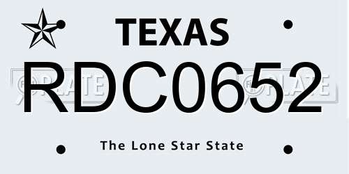 RDC0652 Texas License Plate