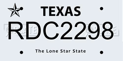 RDC2298 Texas License Plate