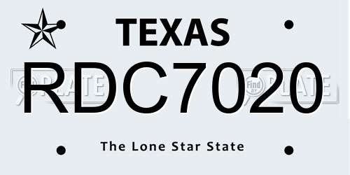 RDC7020 Texas License Plate