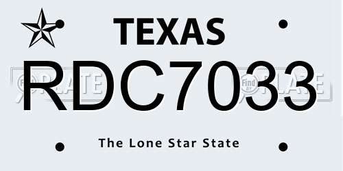 RDC7033 Texas License Plate