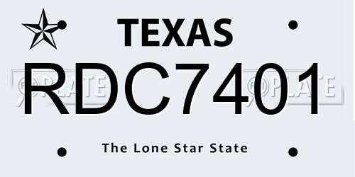 RDC7401 Texas License Plate