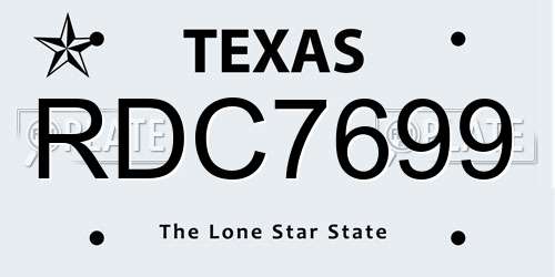 RDC7699 Texas License Plate