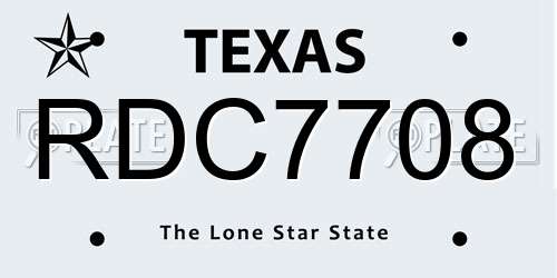 RDC7708 Texas License Plate
