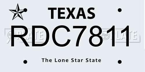 RDC7811 Texas License Plate