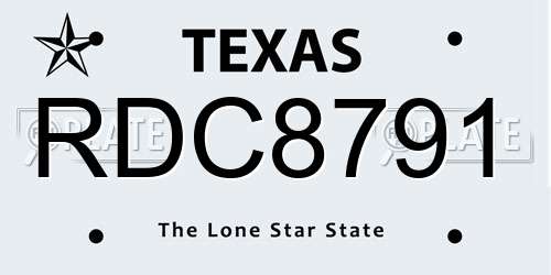 RDC8791 Texas License Plate