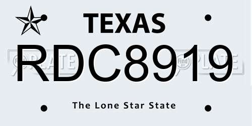 RDC8919 Texas License Plate