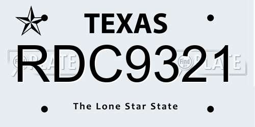 RDC9321 Texas License Plate