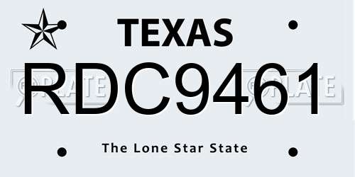 RDC9461 Texas License Plate
