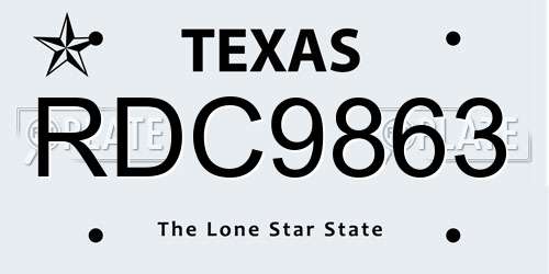 RDC9863 Texas License Plate