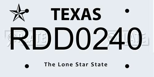 RDD0240 Texas License Plate