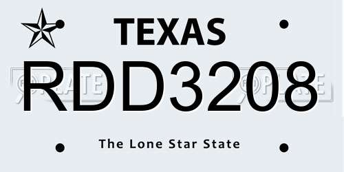 RDD3208 Texas License Plate