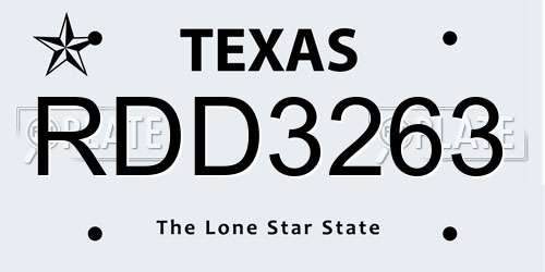 RDD3263 Texas License Plate
