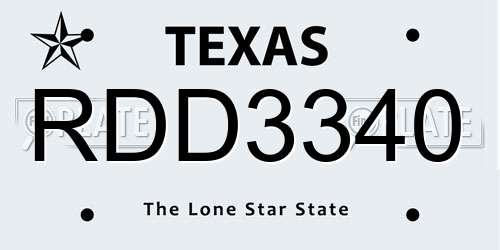 RDD3340 Texas License Plate
