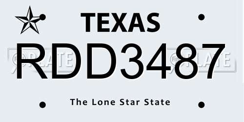 RDD3487 Texas License Plate