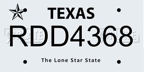 RDD4368 Texas License Plate