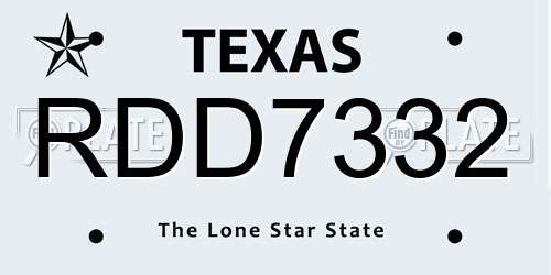 RDD7332 Texas License Plate