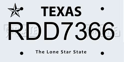 RDD7366 Texas License Plate